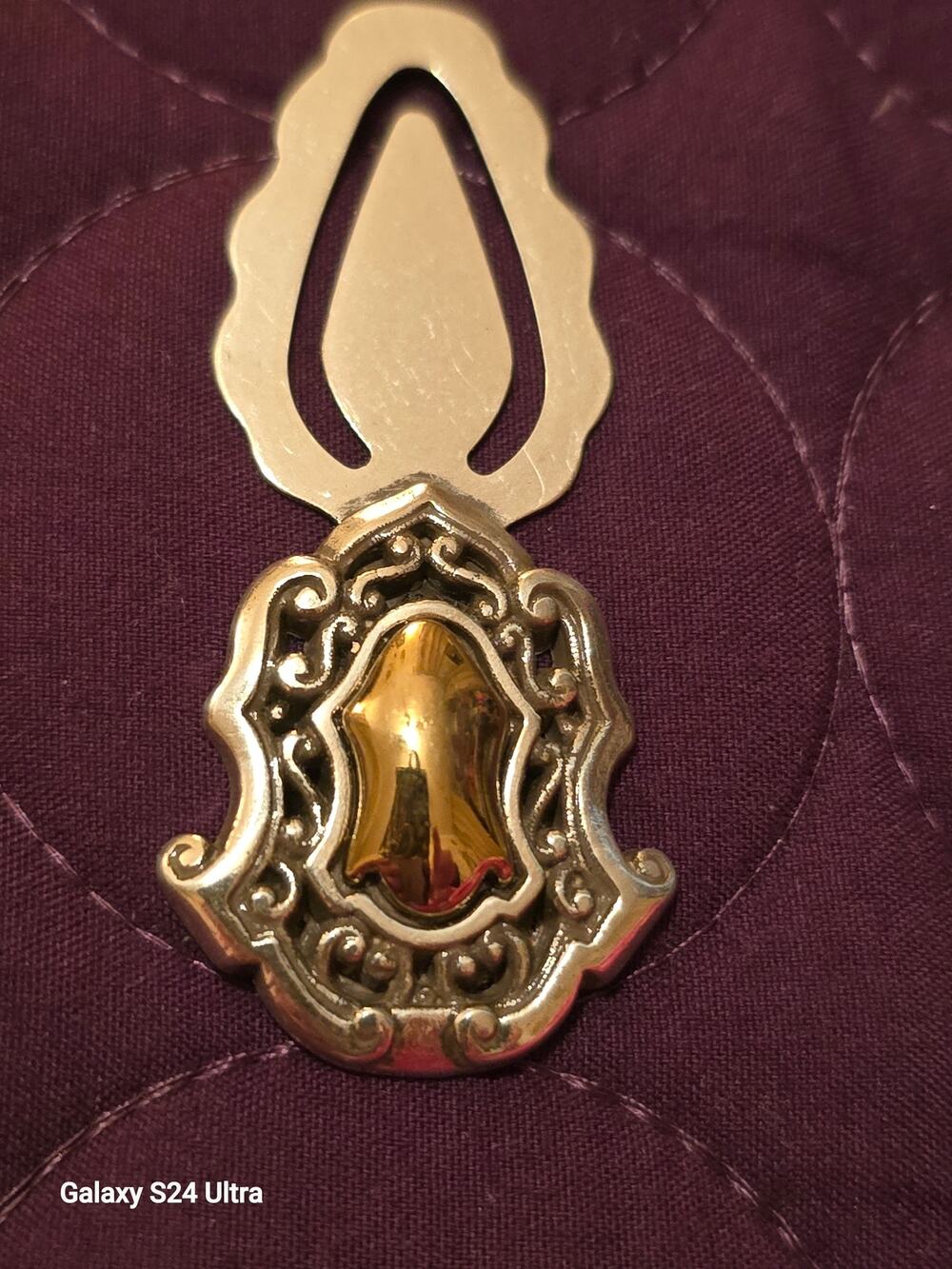 Vintage Brighton Two Toned Carved Scroll Bookmark Clip Page Marker
